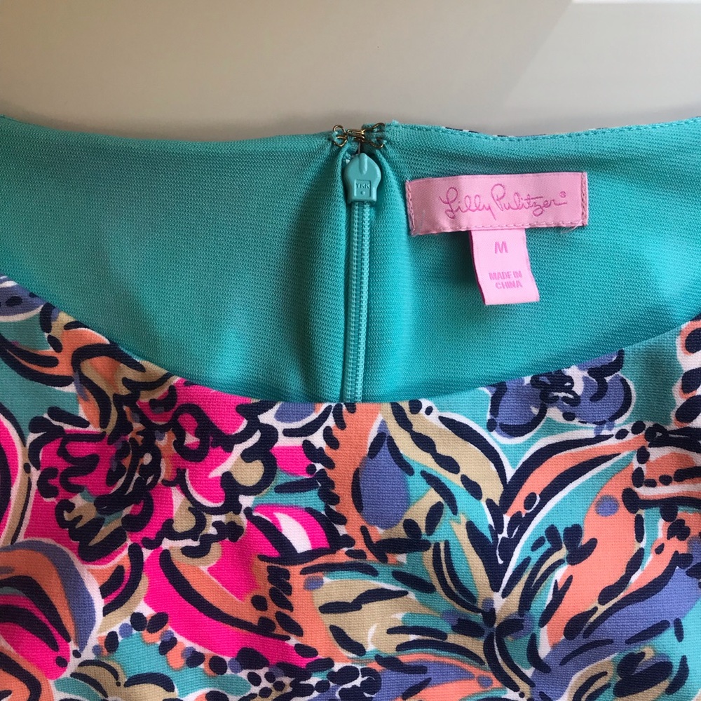 Lily Pullitzer Knit Boat Neck Blue, Hot Pink Dress - Picture 4 of 6